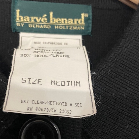 Harve Bernard Women's Black Classic Wool blend long cardigan size medium - Picture 3 of 8